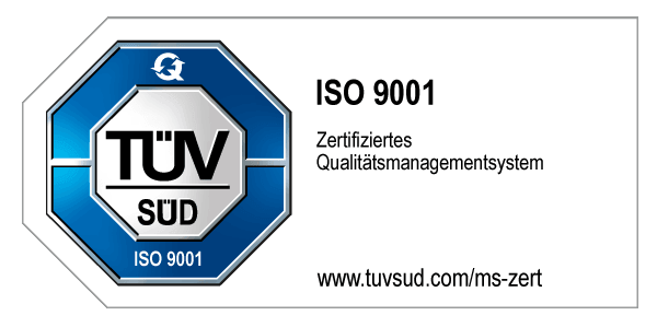 TÜV SÜD geprüftes Qualitätsmanagementsystem nach ISO 9001:2015